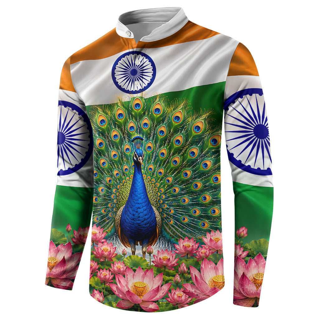 India Flag Peacock Button Sweatshirt Vibrant Cultural Indian Taj Mahal Lotus