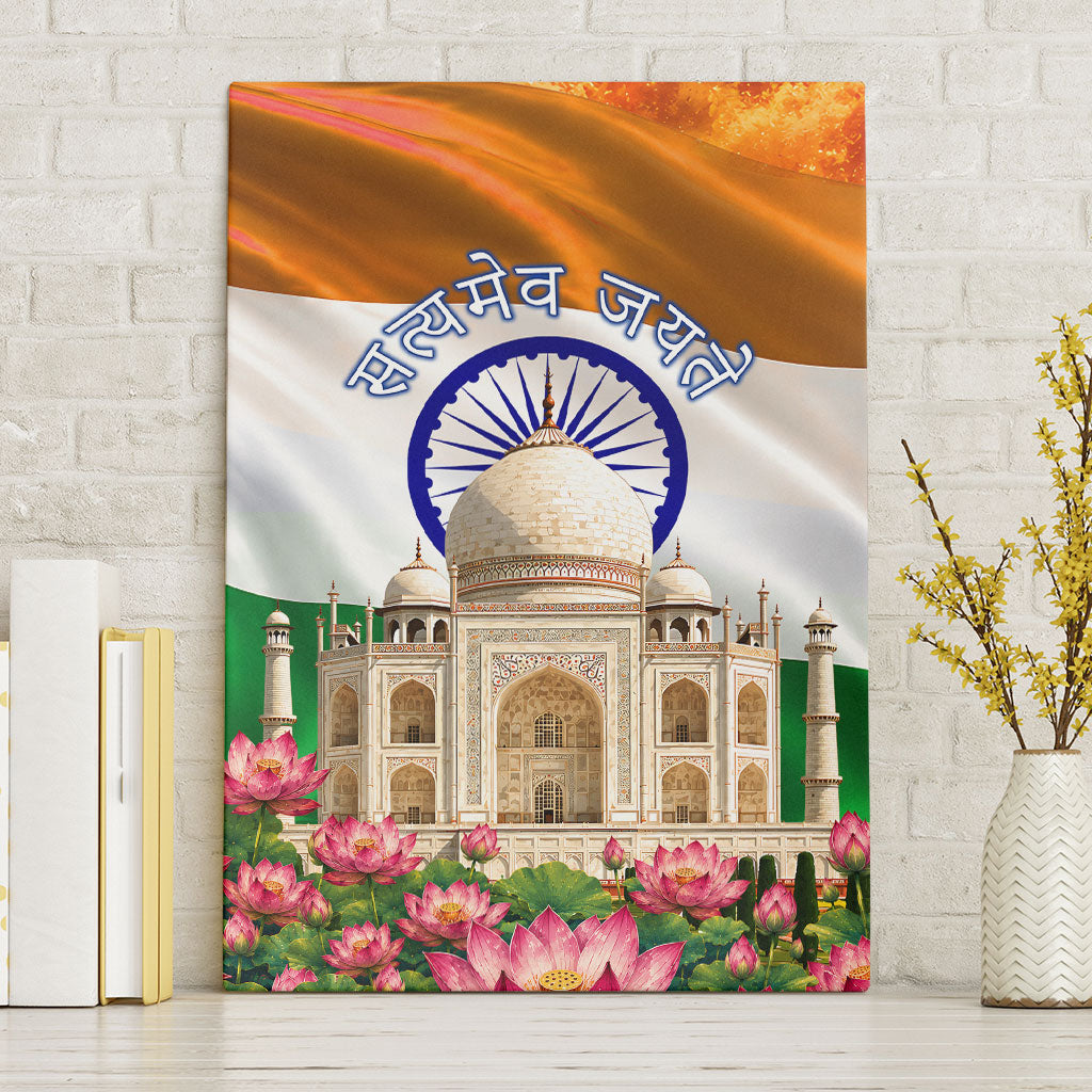 India Flag Peacock Canvas Wall Art Vibrant Cultural Indian Taj Mahal Lotus