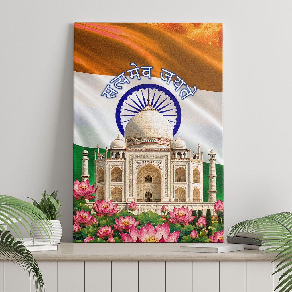 India Flag Peacock Canvas Wall Art Vibrant Cultural Indian Taj Mahal Lotus