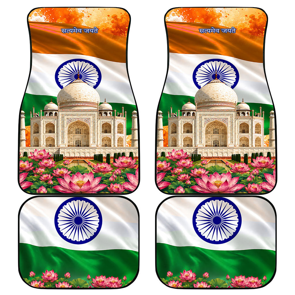 India Flag Peacock Car Mats Vibrant Cultural Indian Taj Mahal Lotus