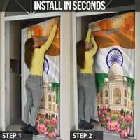 India Flag Peacock Door Cover Vibrant Cultural Indian Taj Mahal Lotus