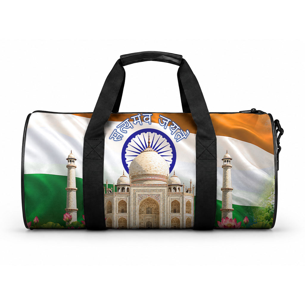 India Flag Peacock Duffle Bag Vibrant Cultural Indian Taj Mahal Lotus