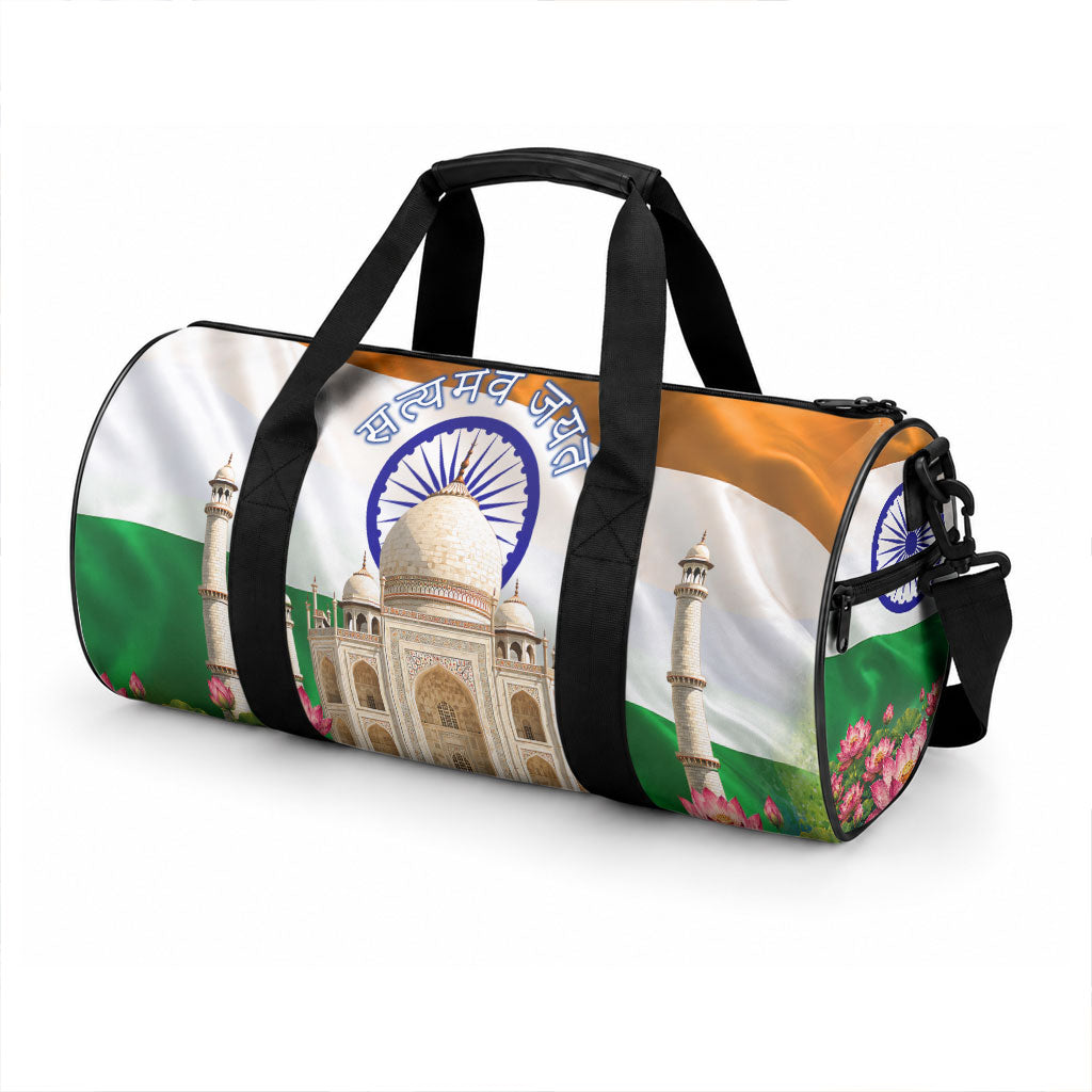 India Flag Peacock Duffle Bag Vibrant Cultural Indian Taj Mahal Lotus
