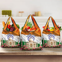 India Flag Peacock Grocery Bag Vibrant Cultural Indian Taj Mahal Lotus