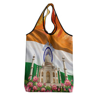 India Flag Peacock Grocery Bag Vibrant Cultural Indian Taj Mahal Lotus