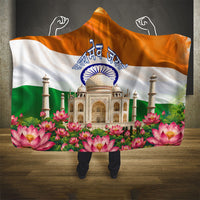 India Flag Peacock Hooded Blanket Vibrant Cultural Indian Taj Mahal Lotus