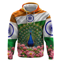 India Flag Peacock Hoodie Vibrant Cultural Indian Taj Mahal Lotus