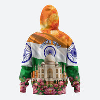 India Flag Peacock Hoodie Vibrant Cultural Indian Taj Mahal Lotus