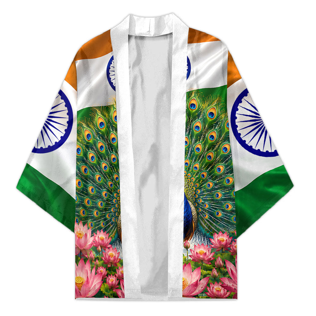 India Flag Peacock Kimono Vibrant Cultural Indian Taj Mahal Lotus