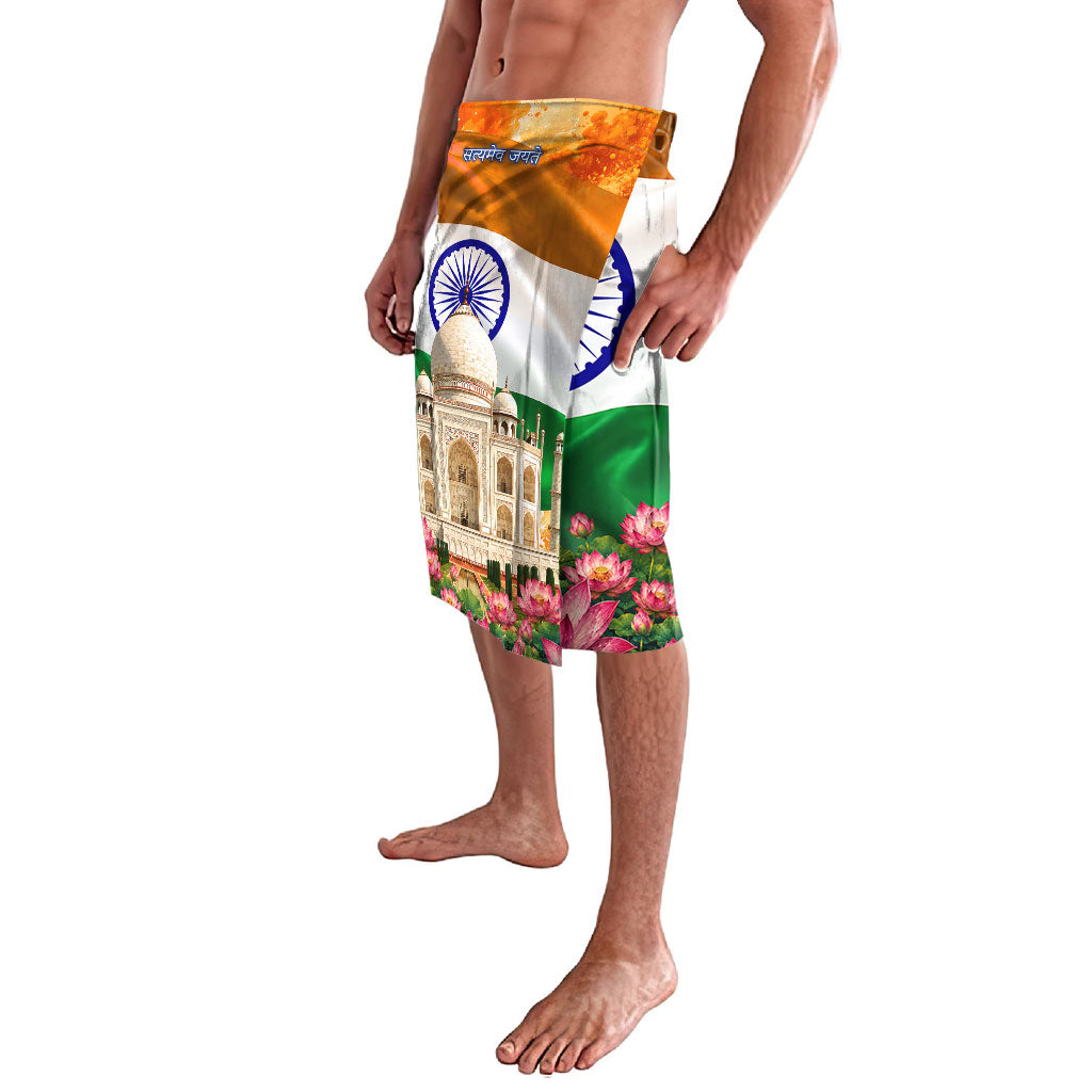 India Flag Peacock Lavalava Vibrant Cultural Indian Taj Mahal Lotus
