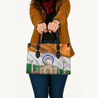 India Flag Peacock Leather Bag Vibrant Cultural Indian Taj Mahal Lotus
