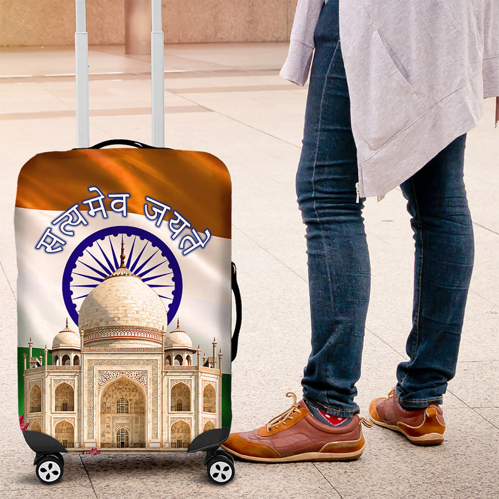 India Flag Peacock Luggage Cover Vibrant Cultural Indian Taj Mahal Lotus