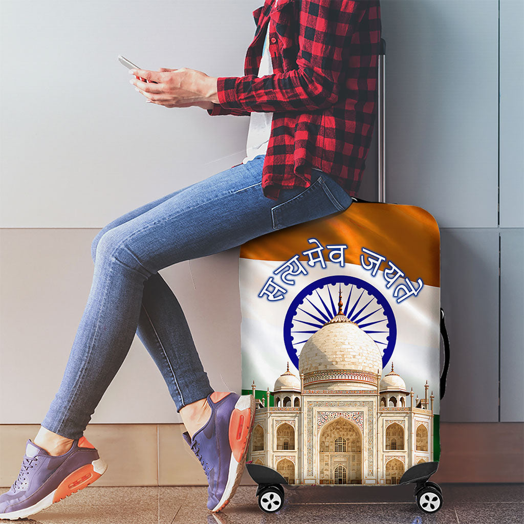 India Flag Peacock Luggage Cover Vibrant Cultural Indian Taj Mahal Lotus