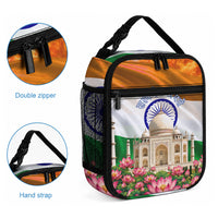 India Flag Peacock Lunch Bag Vibrant Cultural Indian Taj Mahal Lotus