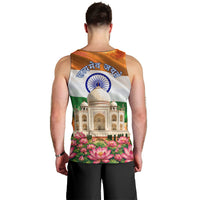 India Flag Peacock Men Tank Top Vibrant Cultural Indian Taj Mahal Lotus