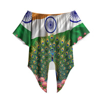 India Flag Peacock Off Shoulder Wrap Waist Top Vibrant Cultural Indian Taj Mahal Lotus
