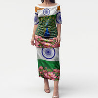 India Flag Peacock Puletasi Vibrant Cultural Indian Taj Mahal Lotus