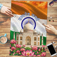 India Flag Peacock Puzzle Vibrant Cultural Indian Taj Mahal Lotus