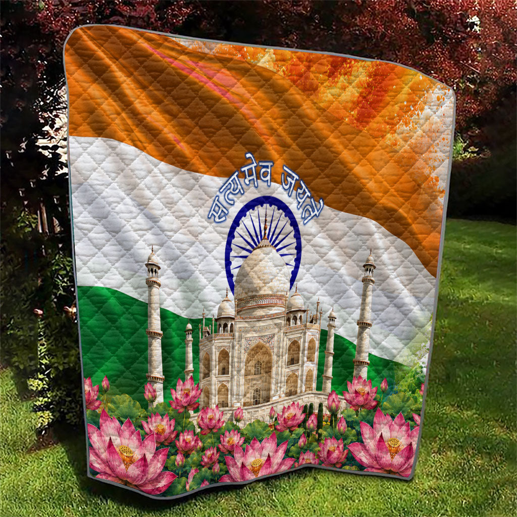 India Flag Peacock Quilt Vibrant Cultural Indian Taj Mahal Lotus