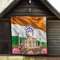 India Flag Peacock Quilt Vibrant Cultural Indian Taj Mahal Lotus