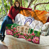 India Flag Peacock Quilt Vibrant Cultural Indian Taj Mahal Lotus