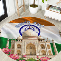 India Flag Peacock Round Carpet Vibrant Cultural Indian Taj Mahal Lotus