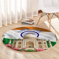 India Flag Peacock Round Carpet Vibrant Cultural Indian Taj Mahal Lotus