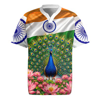 India Flag Peacock Rugby Jersey Vibrant Cultural Indian Taj Mahal Lotus