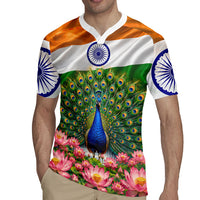 India Flag Peacock Rugby Jersey Vibrant Cultural Indian Taj Mahal Lotus