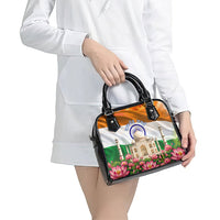 India Flag Peacock Shoulder Handbag Vibrant Cultural Indian Taj Mahal Lotus
