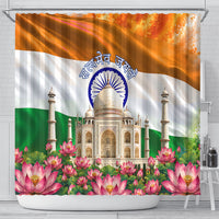 India Flag Peacock Shower Curtain Vibrant Cultural Indian Taj Mahal Lotus