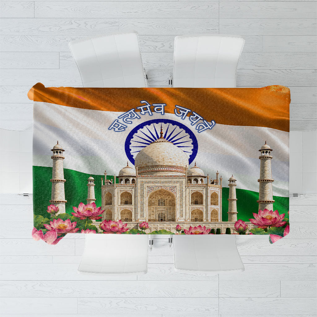 India Flag Peacock Tablecloth Vibrant Cultural Indian Taj Mahal Lotus