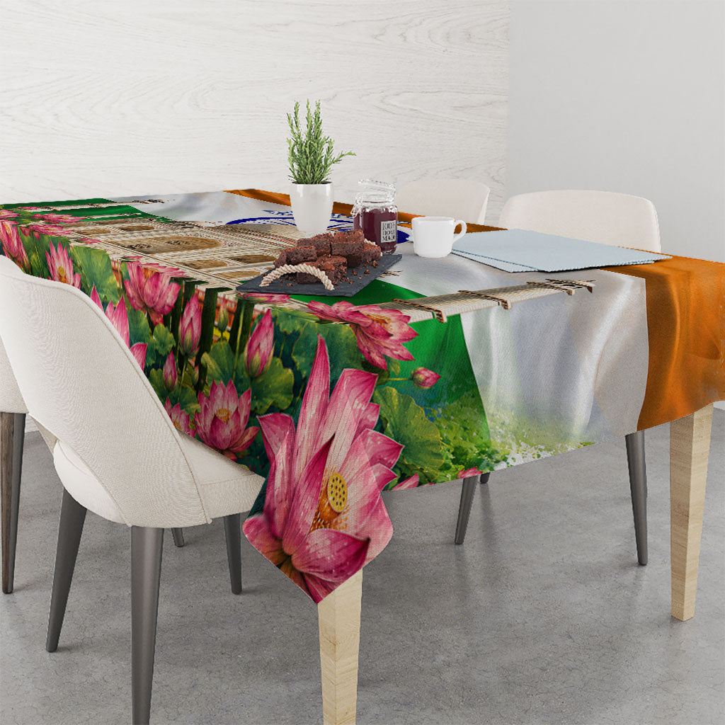 India Flag Peacock Tablecloth Vibrant Cultural Indian Taj Mahal Lotus