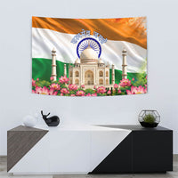India Flag Peacock Tapestry Vibrant Cultural Indian Taj Mahal Lotus