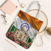 India Flag Peacock Tote Bag Vibrant Cultural Indian Taj Mahal Lotus