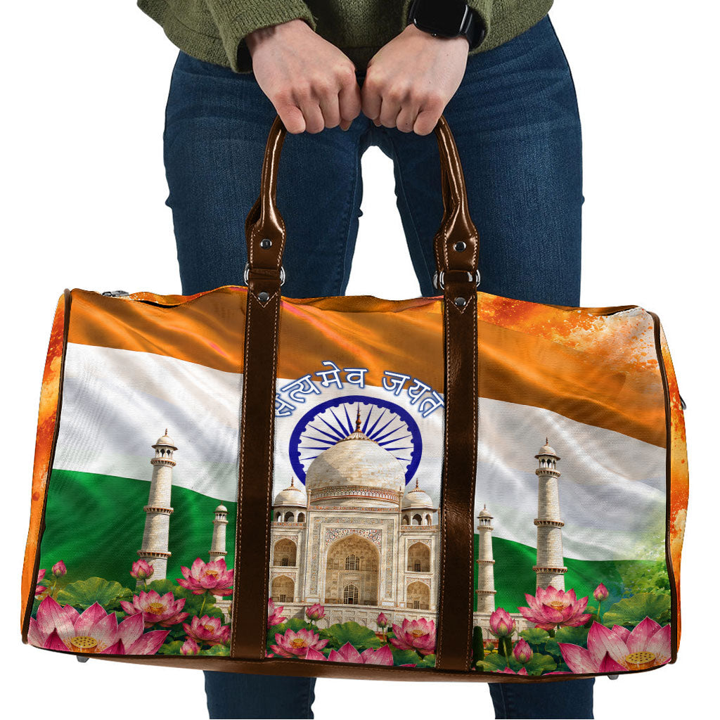India Flag Peacock Travel Bag Vibrant Cultural Indian Taj Mahal Lotus