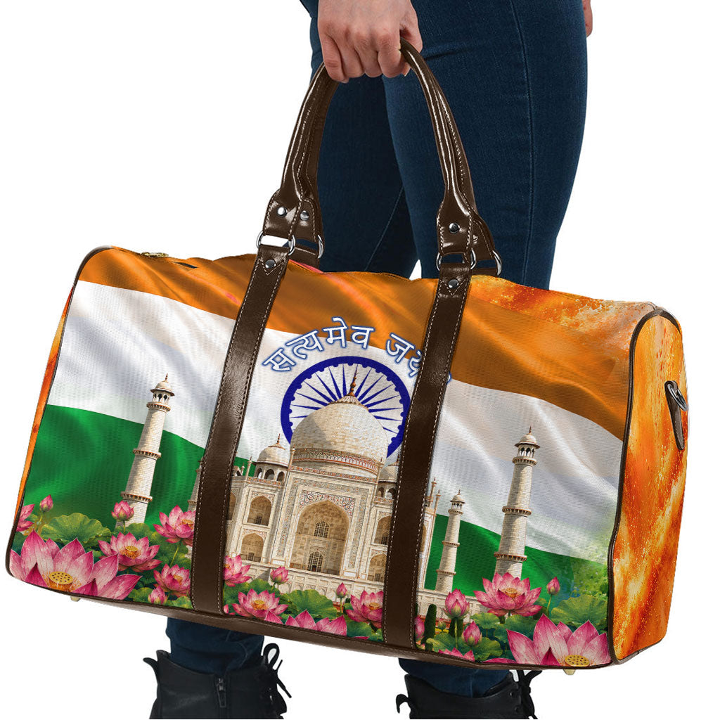 India Flag Peacock Travel Bag Vibrant Cultural Indian Taj Mahal Lotus