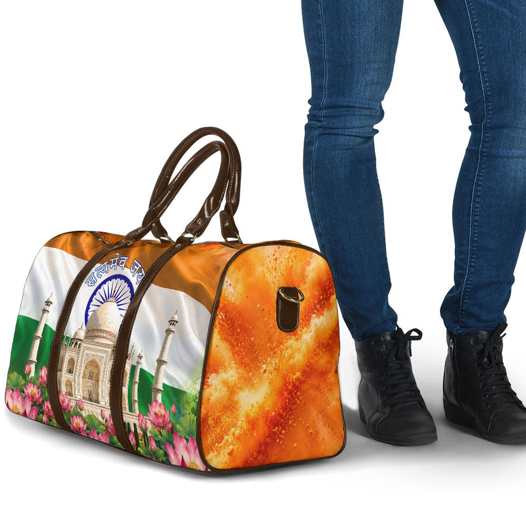 India Flag Peacock Travel Bag Vibrant Cultural Indian Taj Mahal Lotus