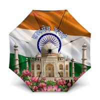 India Flag Peacock Umbrella Vibrant Cultural Indian Taj Mahal Lotus