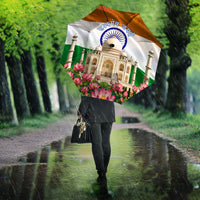 India Flag Peacock Umbrella Vibrant Cultural Indian Taj Mahal Lotus