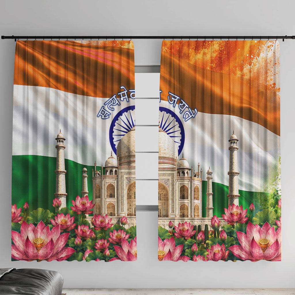 India Flag Peacock Window Curtain Vibrant Cultural Indian Taj Mahal Lotus