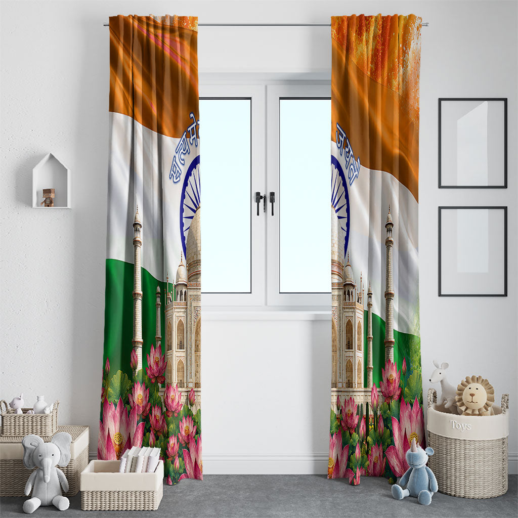 India Flag Peacock Window Curtain Vibrant Cultural Indian Taj Mahal Lotus
