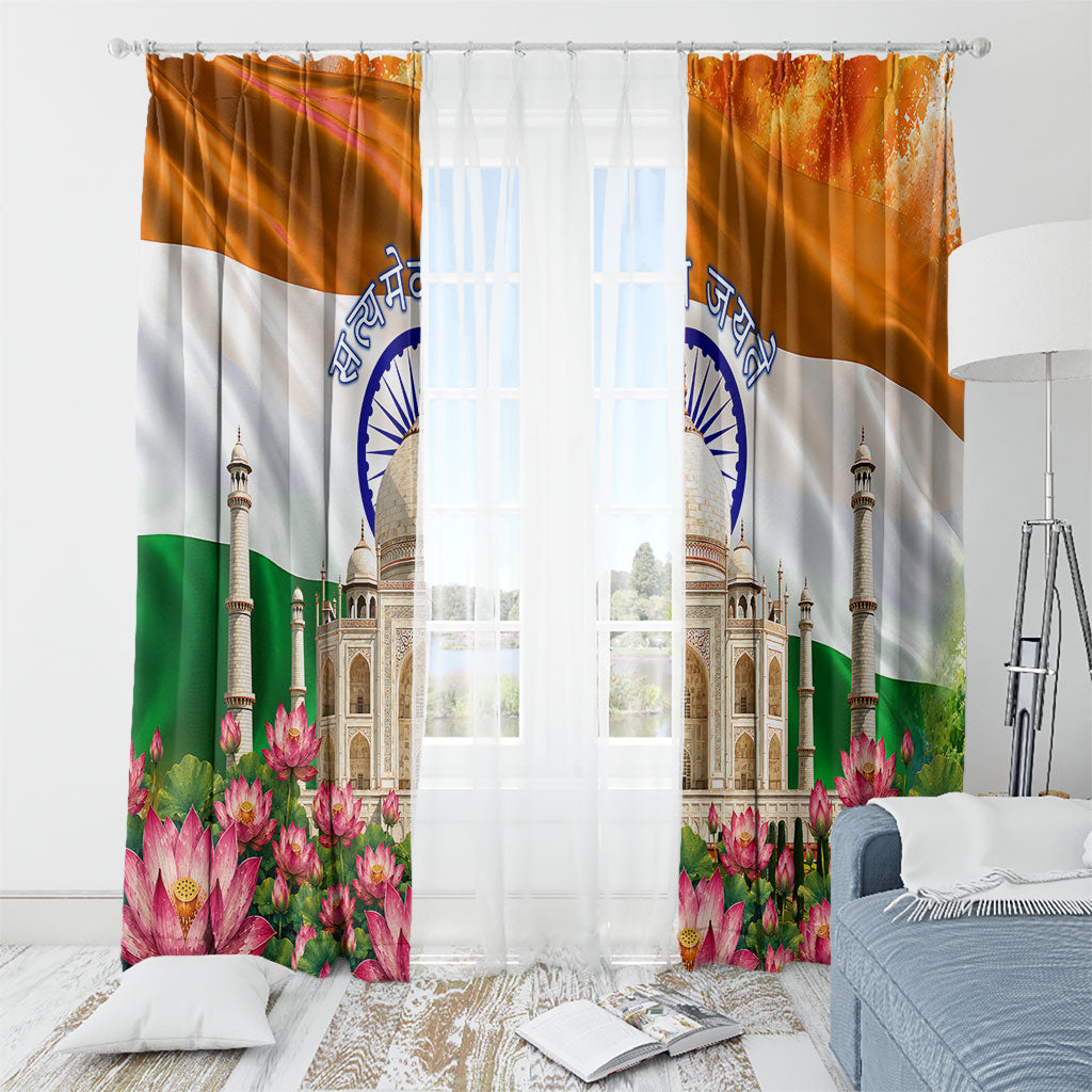 India Flag Peacock Window Curtain Vibrant Cultural Indian Taj Mahal Lotus
