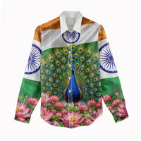 India Flag Peacock Women Casual Shirt Vibrant Cultural Indian Taj Mahal Lotus