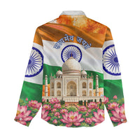 India Flag Peacock Women Casual Shirt Vibrant Cultural Indian Taj Mahal Lotus