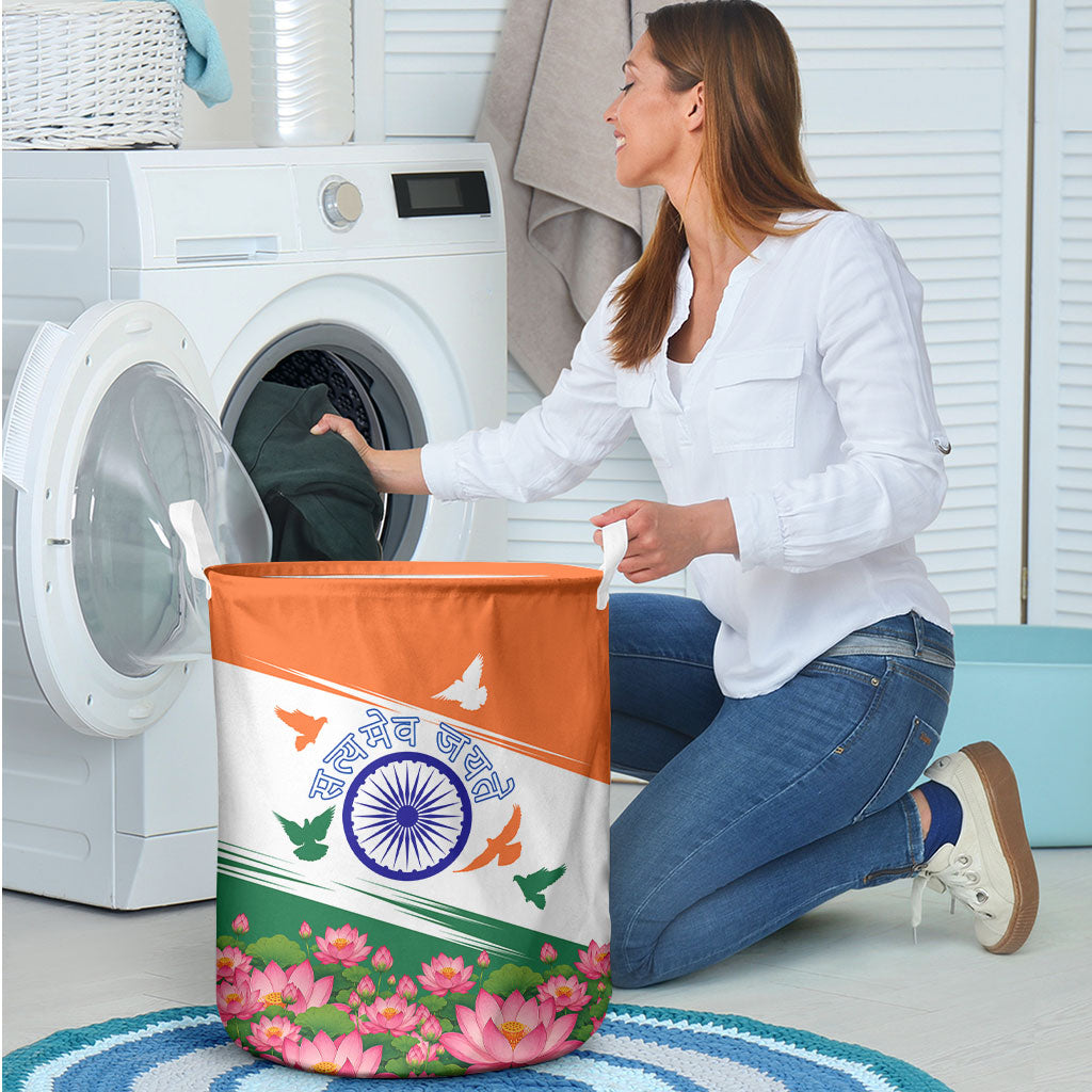 India Flag Laundry Basket Jet Flypast Ashoka Chakra Lotus Vibrant Patriotic Tricolor