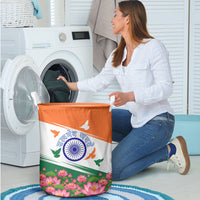 India Flag Laundry Basket Jet Flypast Ashoka Chakra Lotus Vibrant Patriotic Tricolor