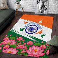 India Flag Area Rug Jet Flypast Ashoka Chakra Lotus Vibrant Patriotic Tricolor