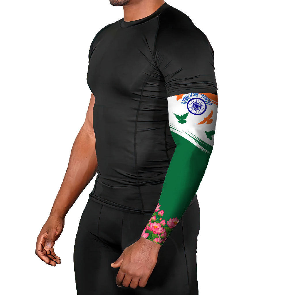 India Flag Arm Sleeves Jet Flypast Ashoka Chakra Lotus Vibrant Patriotic Tricolor