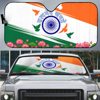 India Flag Auto Sun Shade Jet Flypast Ashoka Chakra Lotus Vibrant Patriotic Tricolor